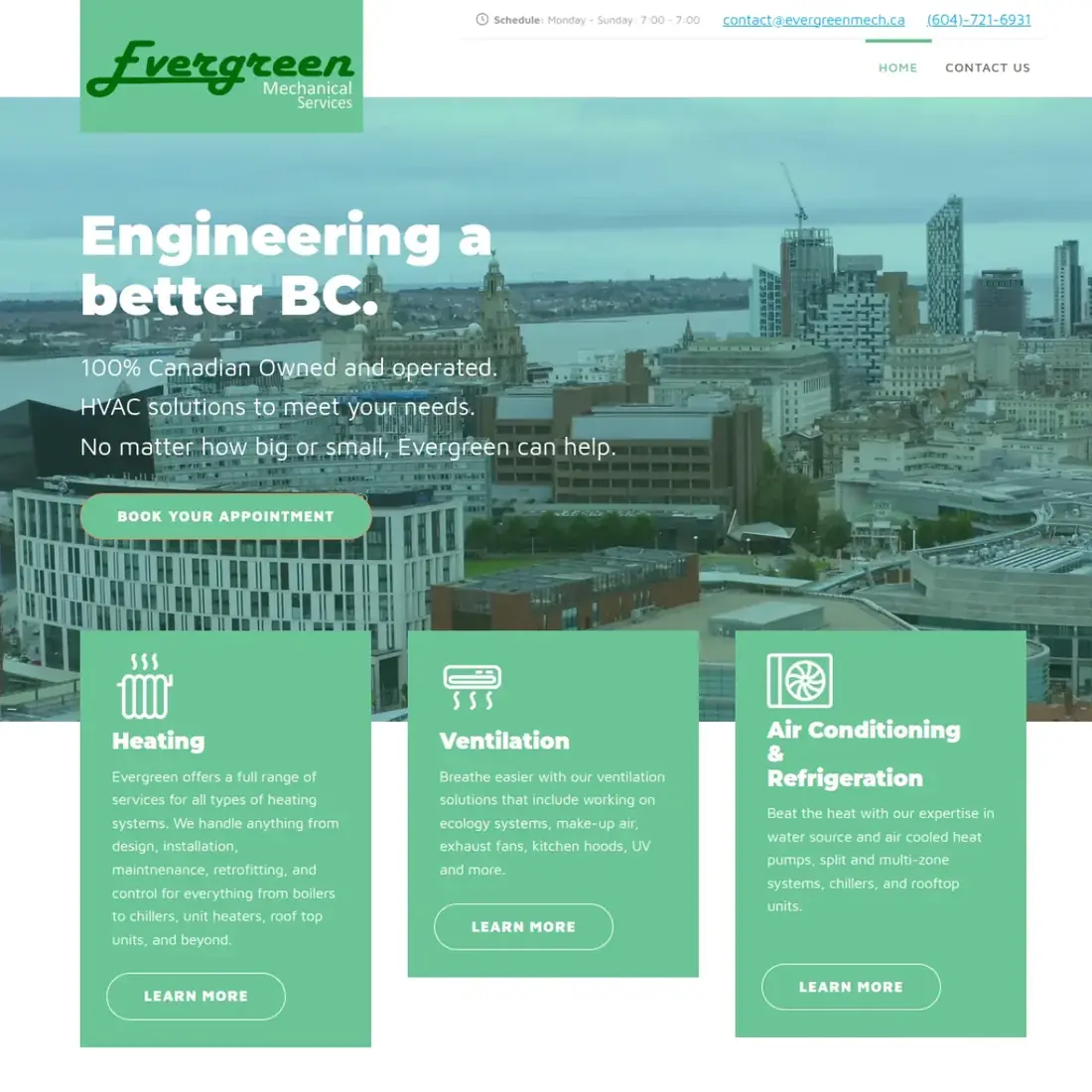 Evergreen Mechanical website